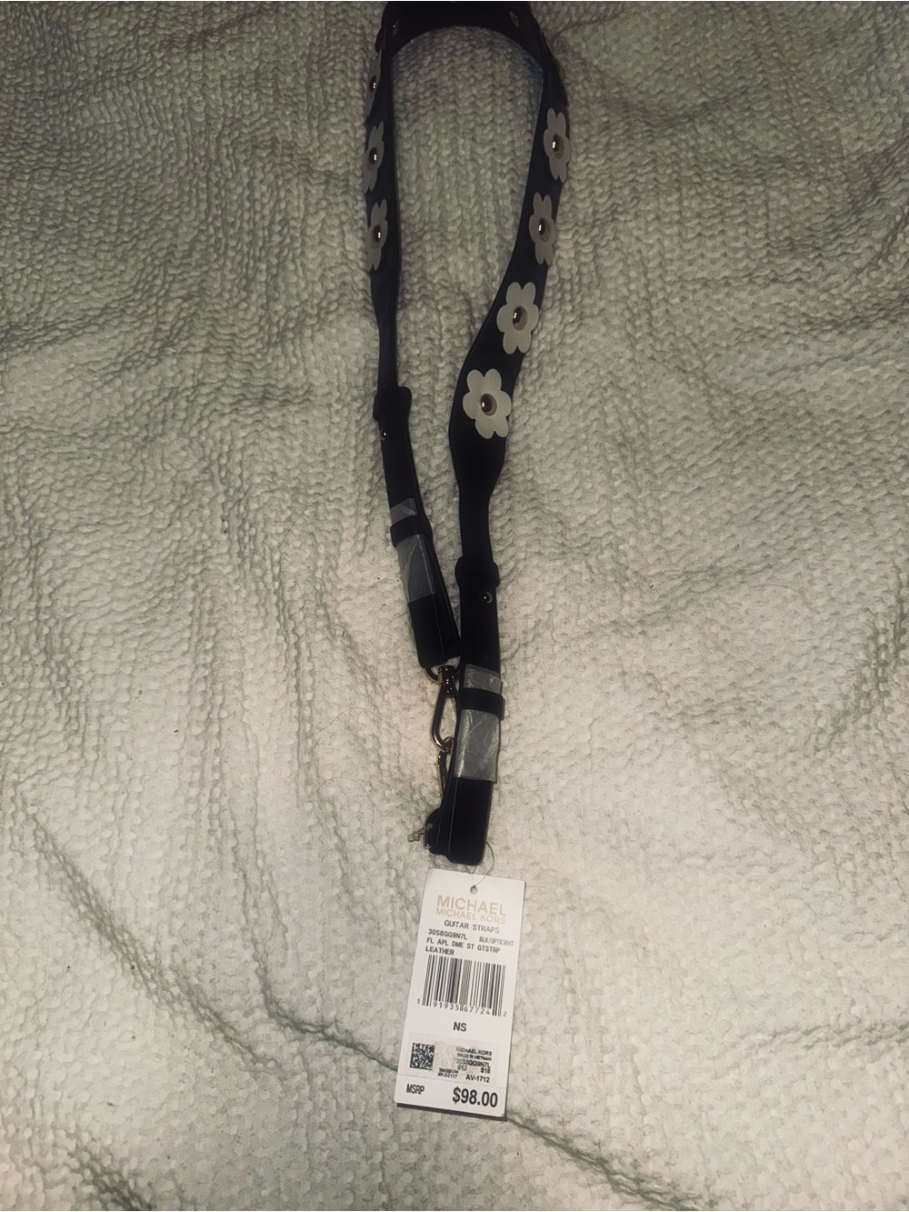 Michael Kor/MK Black Floral Appliqué Bag Strap, guitar strap 🌼 NWT- - Picture 12 of 14